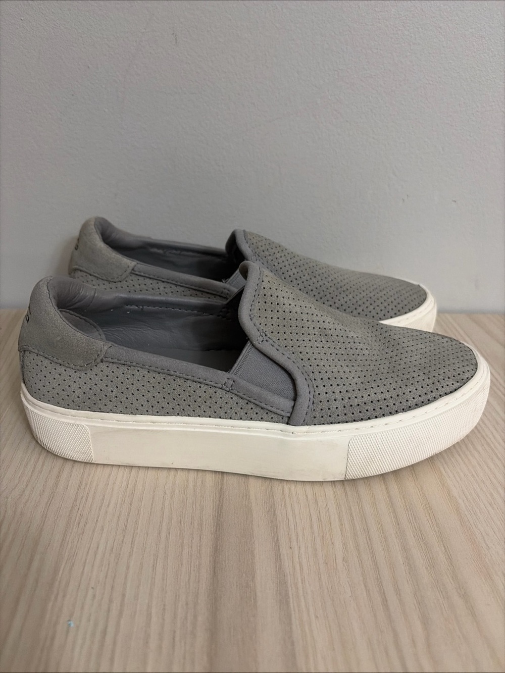 UGG Grey Perforated Slip-On Sneakers with White Platform size 5.5